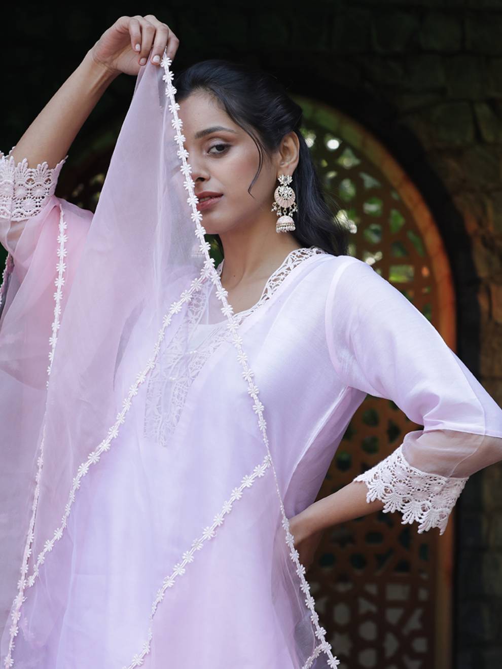 Pink Double Layered Pure Silk Suit Set