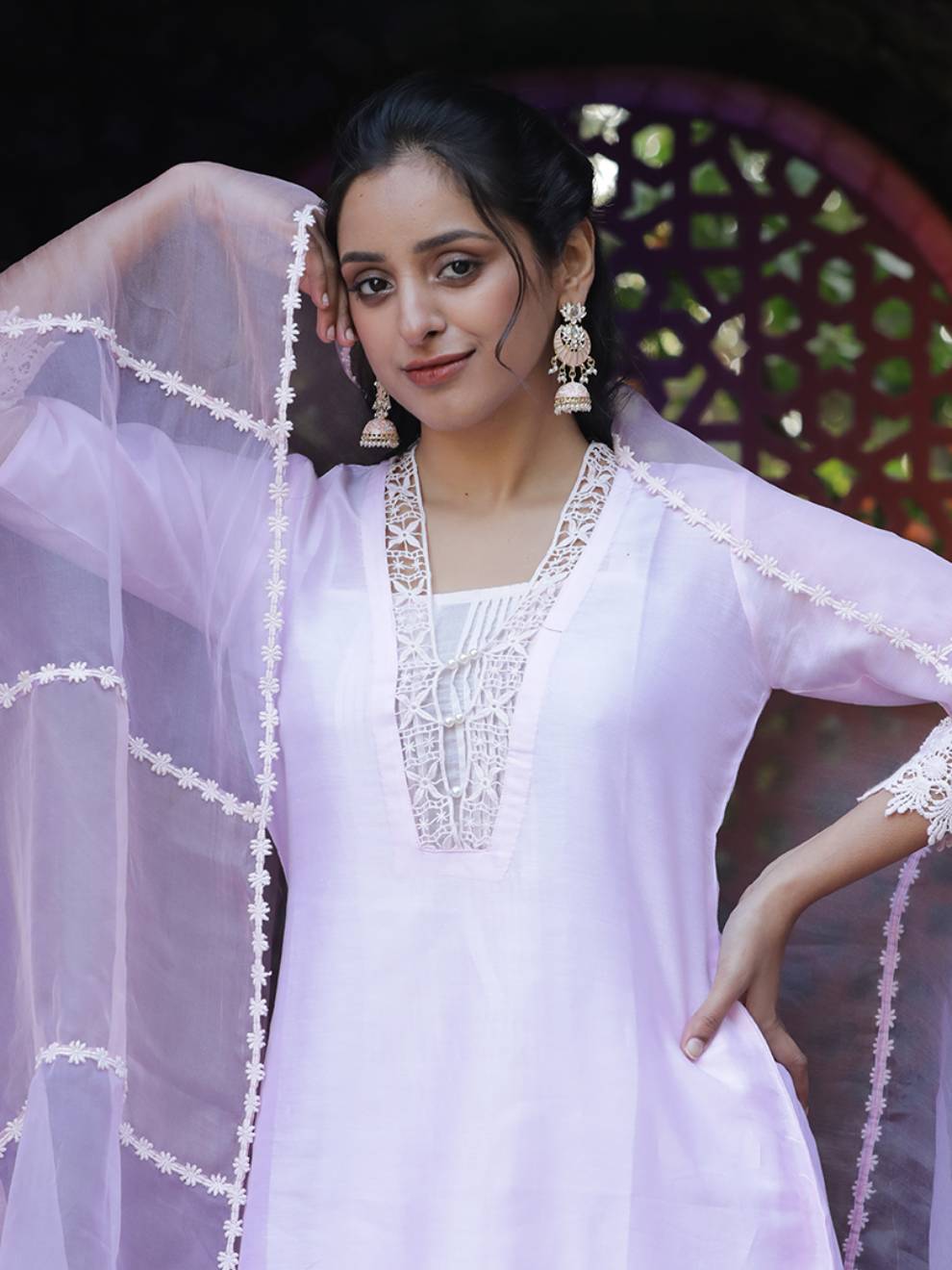 Pink Double Layered Pure Silk Suit Set