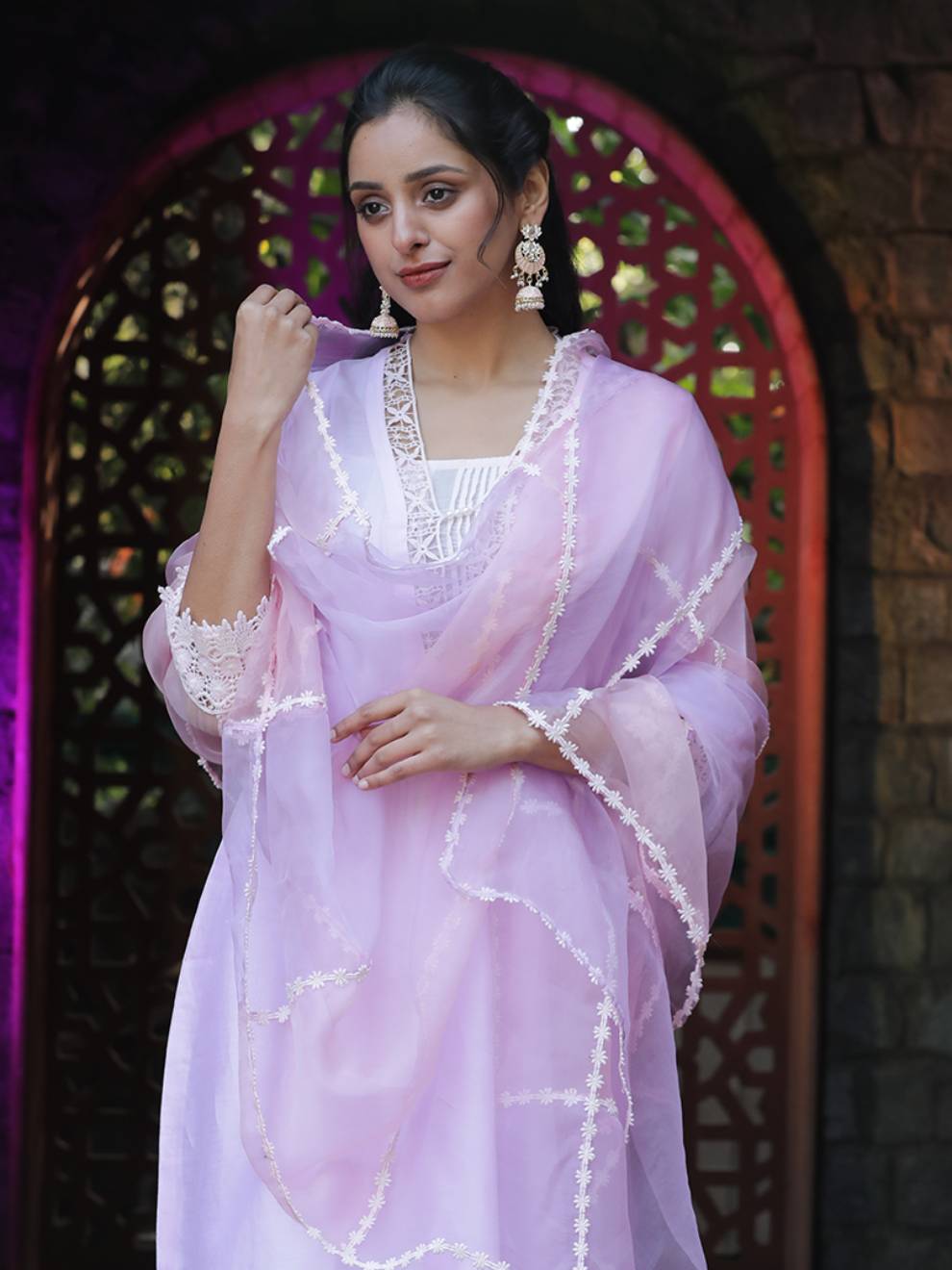 Pink Double Layered Pure Silk Suit Set