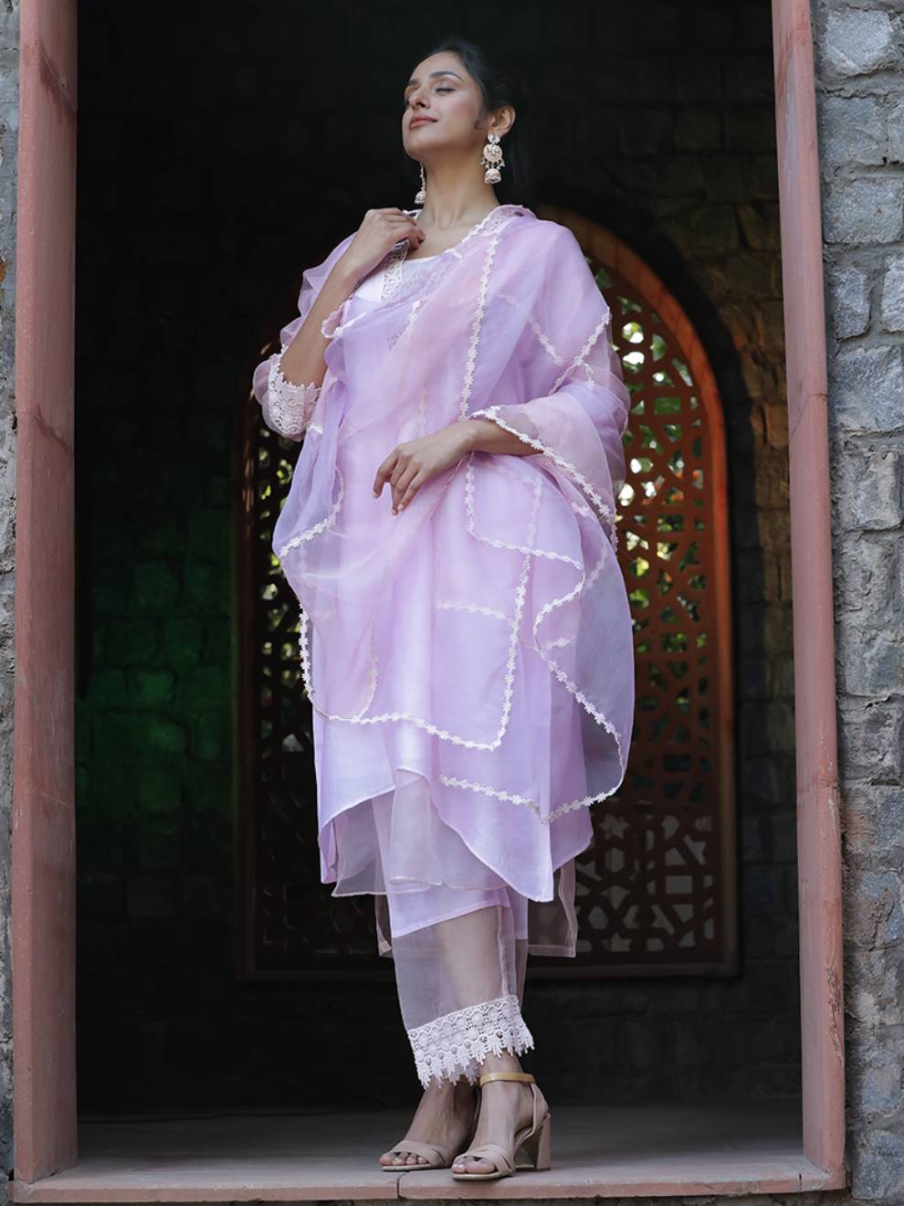 Pink Double Layered Pure Silk Suit Set
