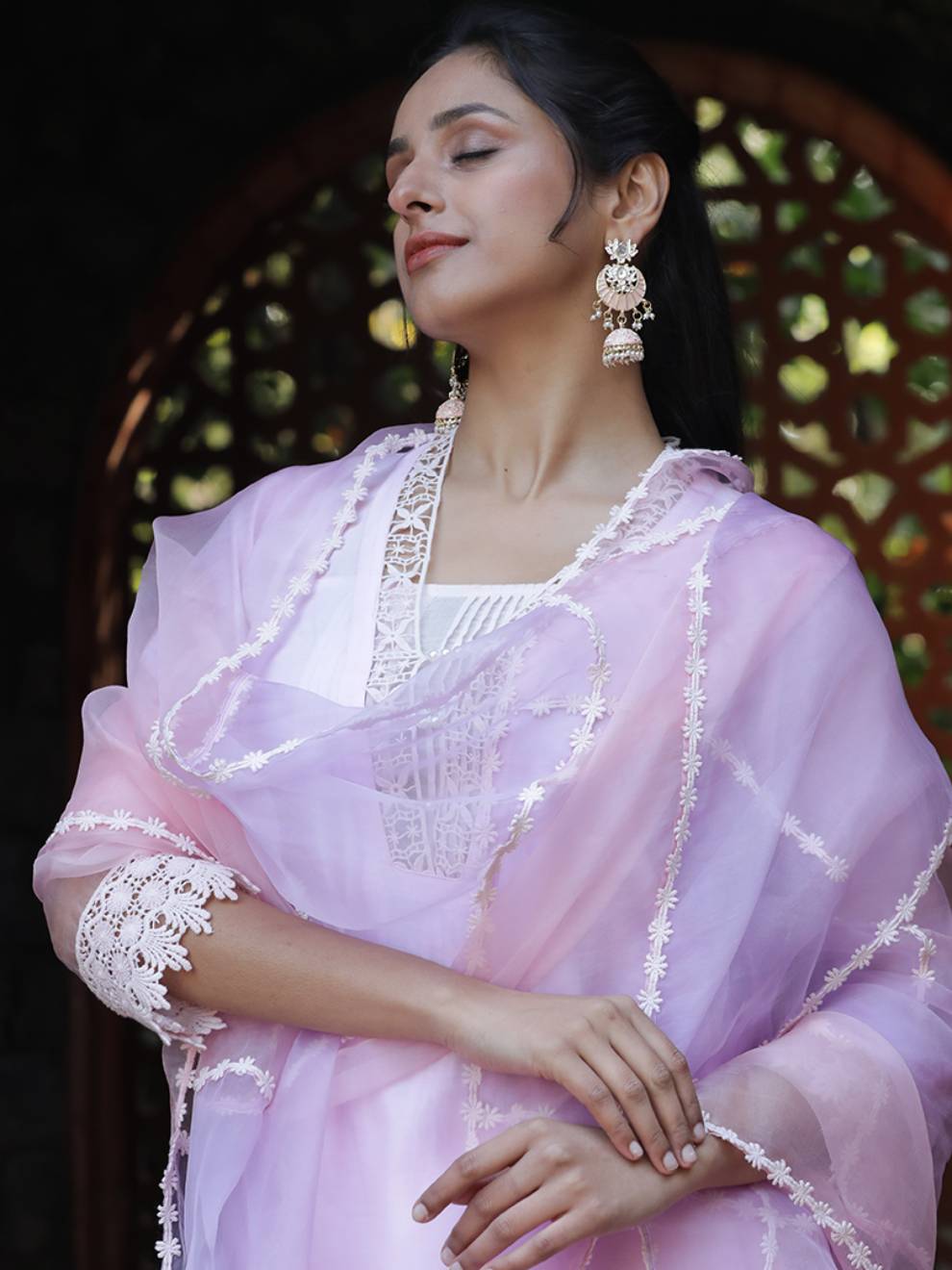 Pink Double Layered Pure Silk Suit Set