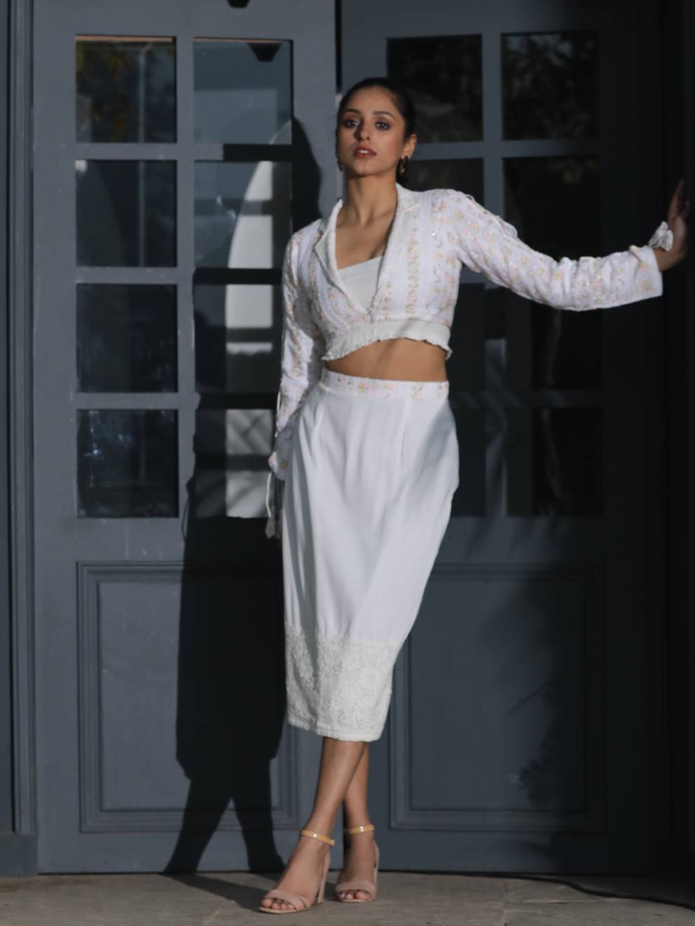 Ravishing Chikankari and Lace work Co-ord Set (Set of 3)
