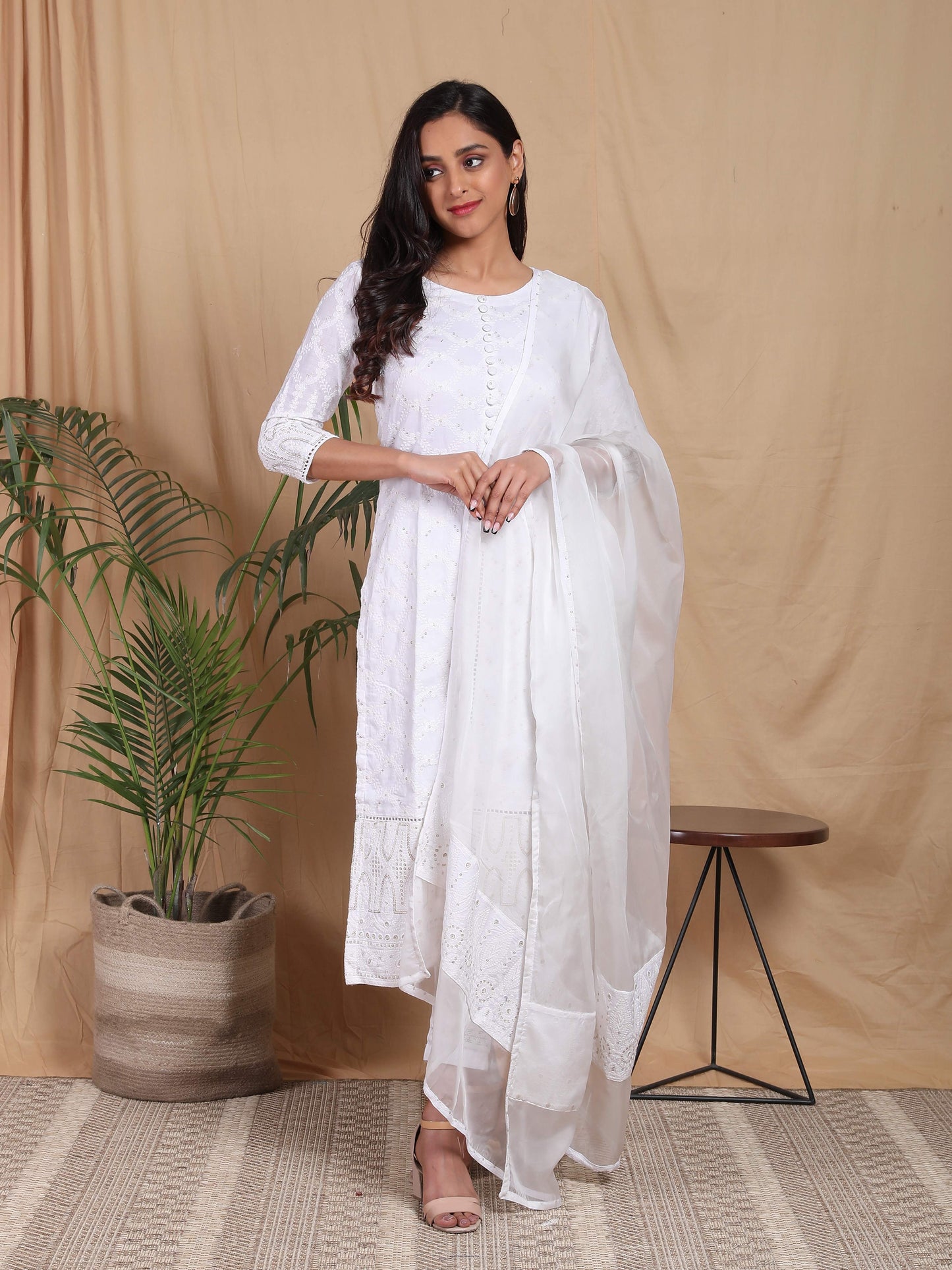 Chikankari Golden Embroidered Suit