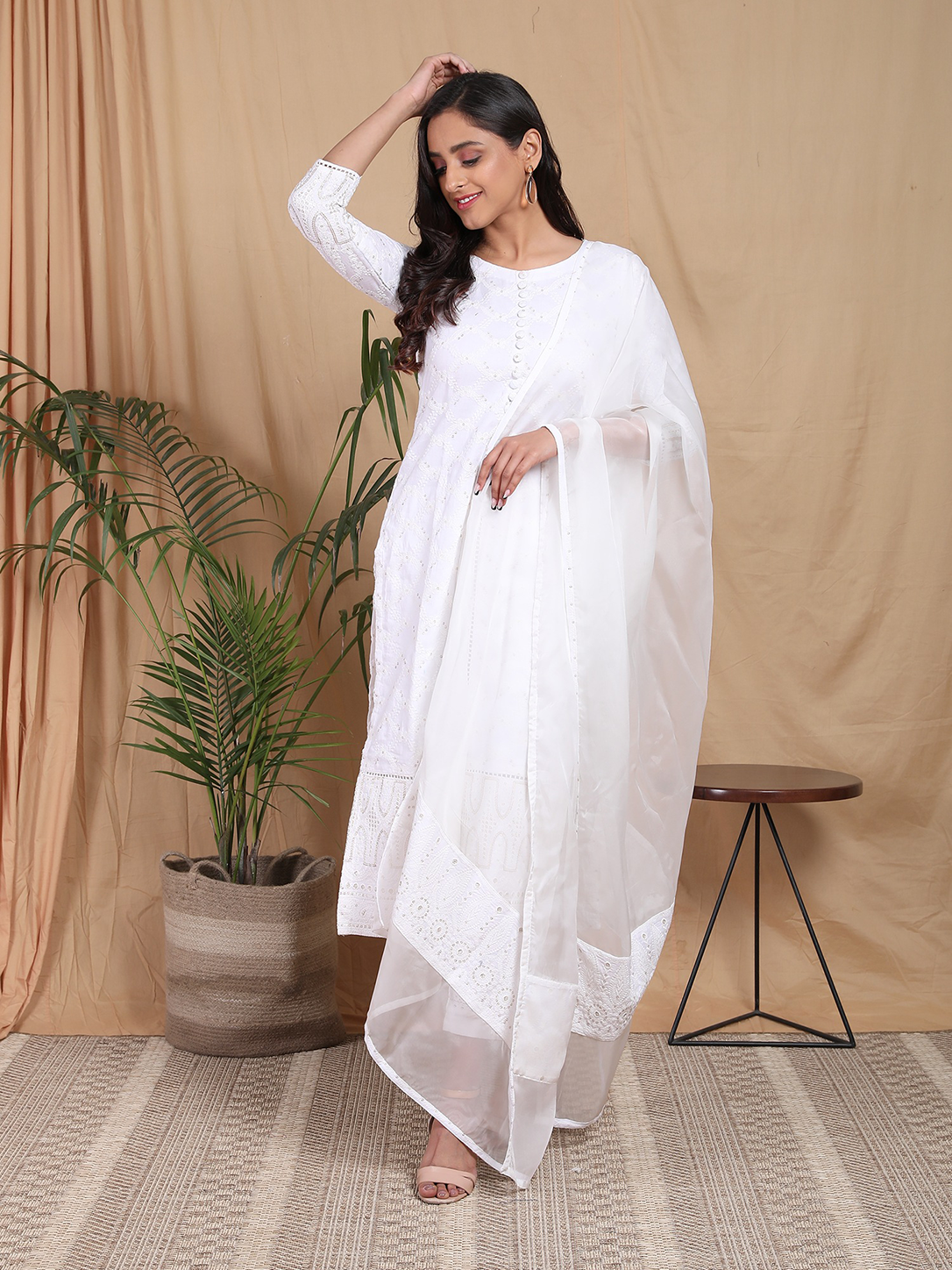 Chikankari Golden Embroidered Suit