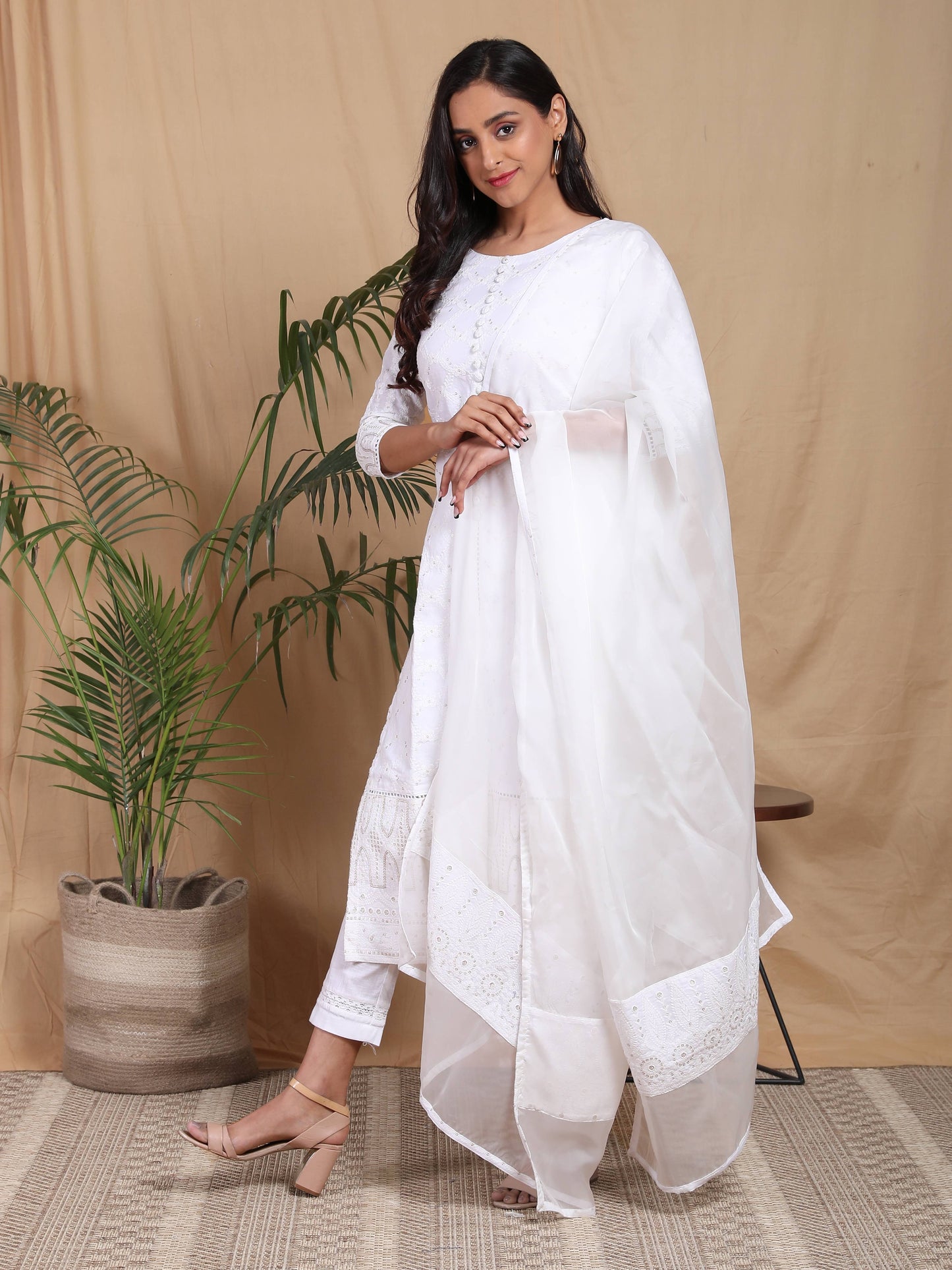 Chikankari Golden Embroidered Suit