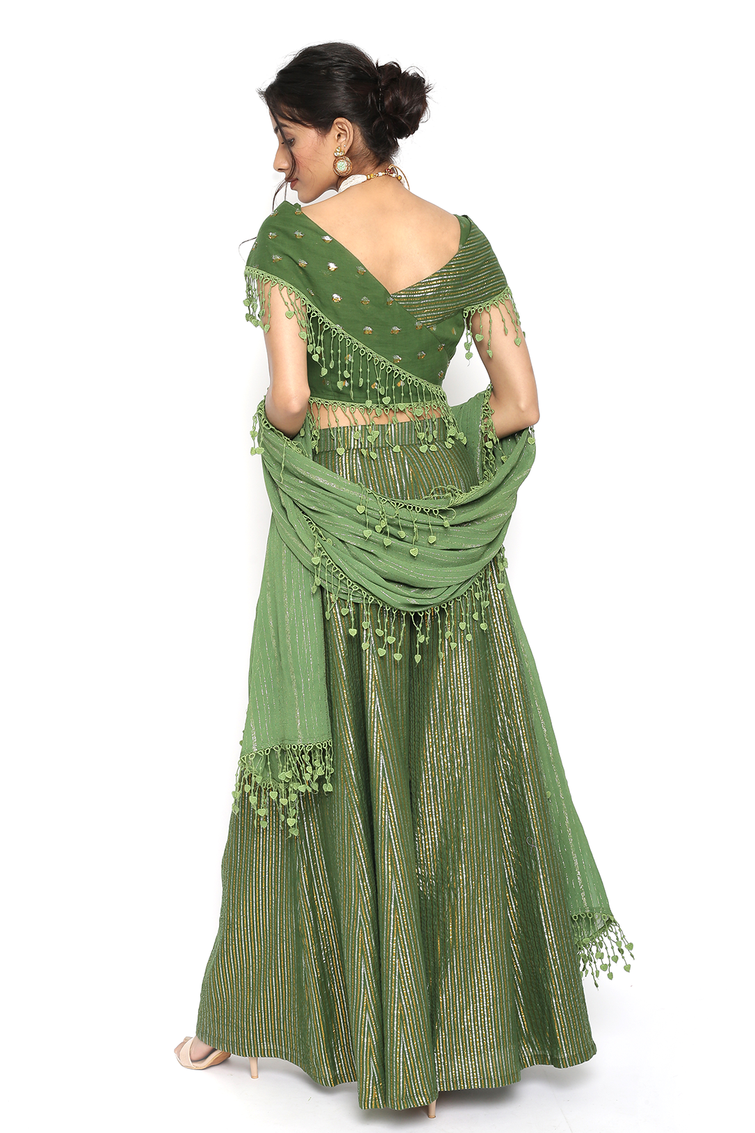 Green Lurex Top and Sharara with Dupatta