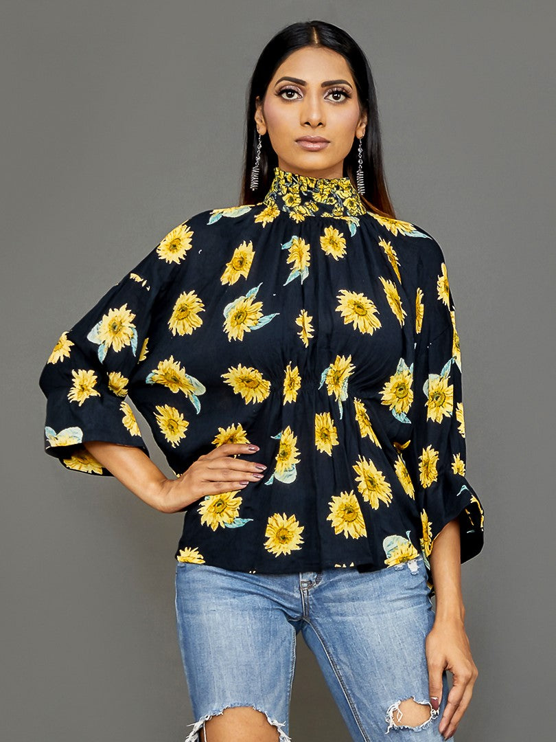 High-Neck Daisy Top