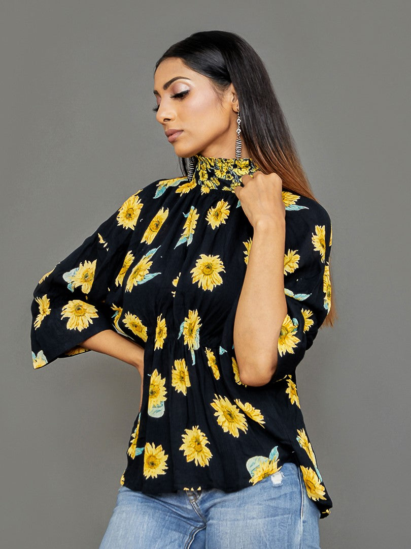 High-Neck Daisy Top