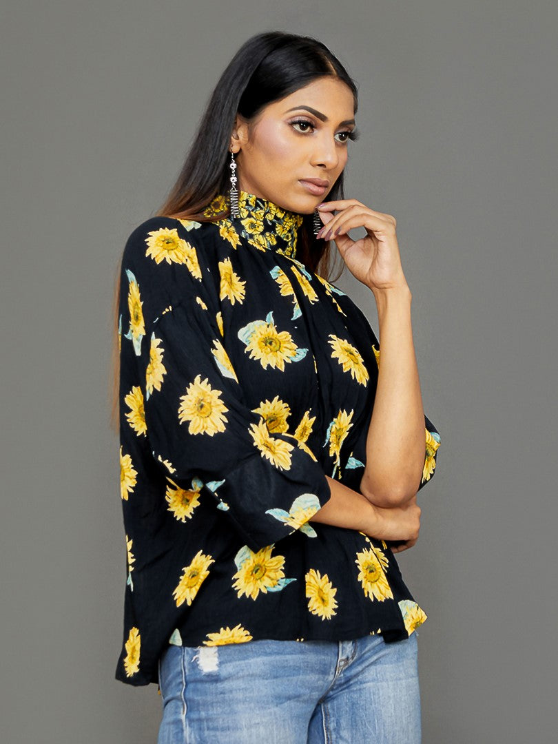 High-Neck Daisy Top