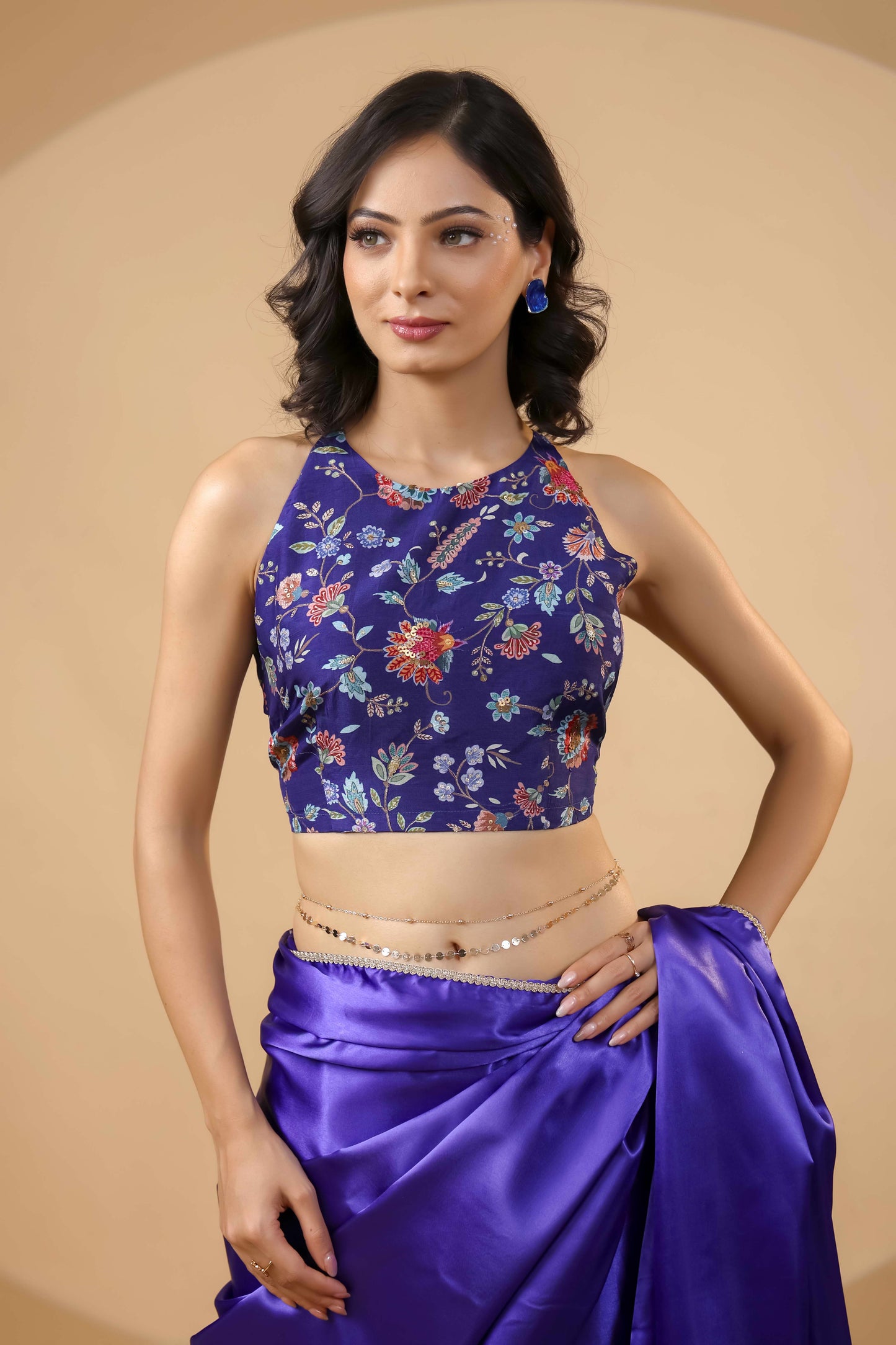 Floral Grace Premium Silk Embroidered Top