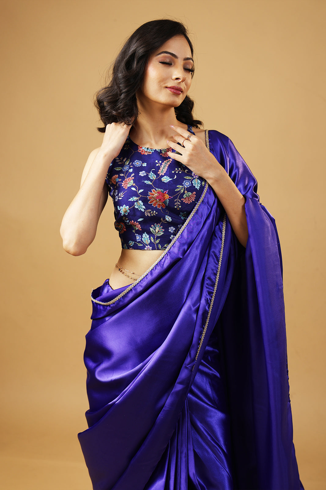 Floral Grace Premium Silk Embroidered Top