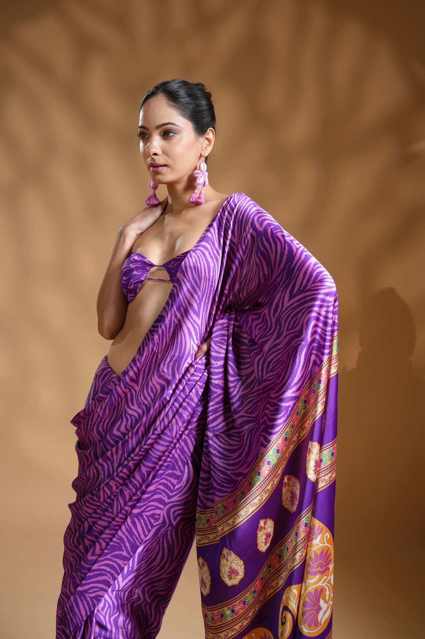 Exquisite Premium Satin Ready to Wear Saree With Designer Blouse Fabric