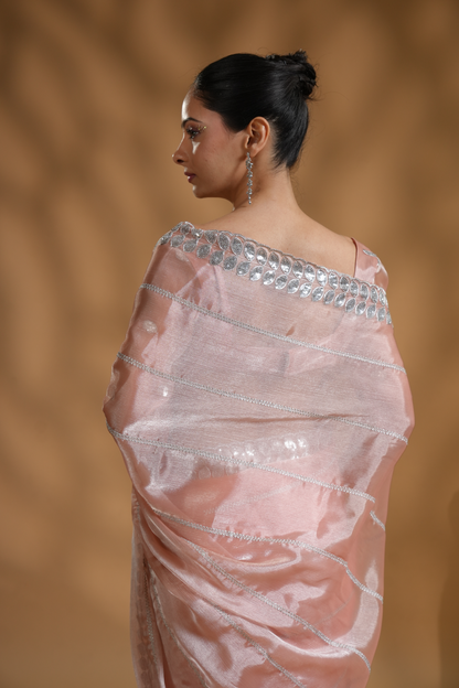 Luxurious Embroidered Pre-Draped Saree with Blouse Fabric