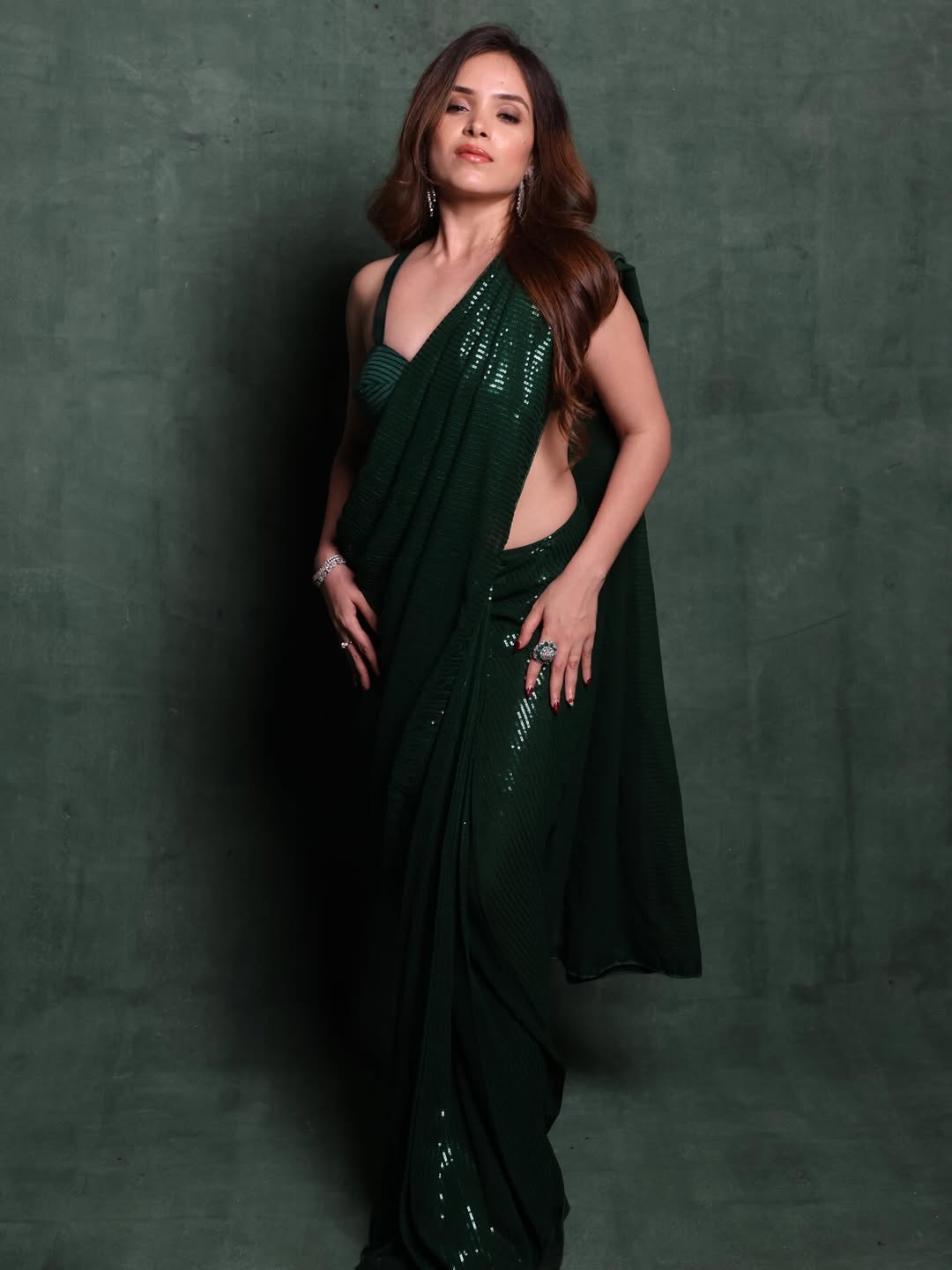 Luxury Sequin Saree with Embellishments Blouse Fabric