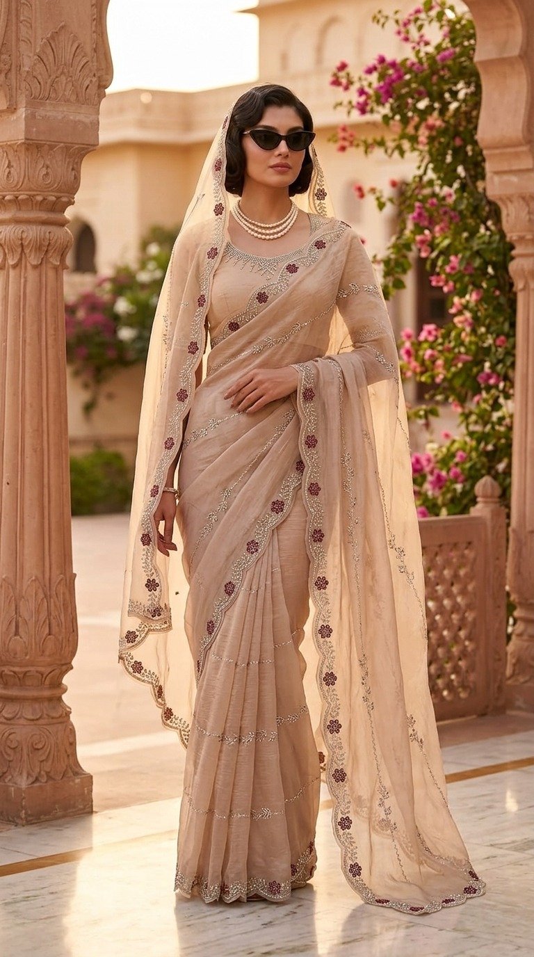 Royal Premium Embroidered Silk Saree with Embroidered Blouse Fabric
