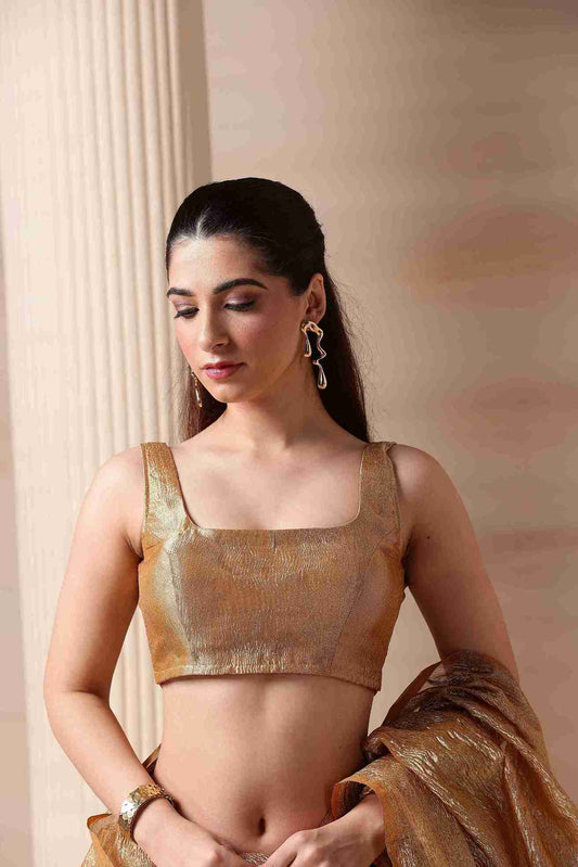 Shimmering Gold Crush Tissue Blouse