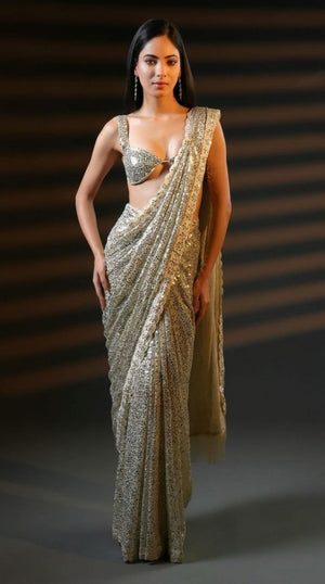 Premium Luxe Sequin Infused Designer Saree with Full Sequins Blouse Fabric