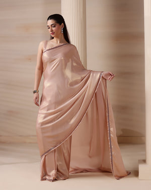 Moonlit Muse Cocktail Embroidered Saree with Blouse Fabric