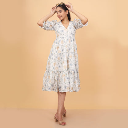 Botanical Hakoba A-Line Dress