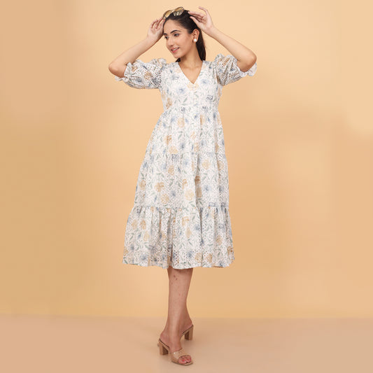 Botanical Hakoba A-Line Dress