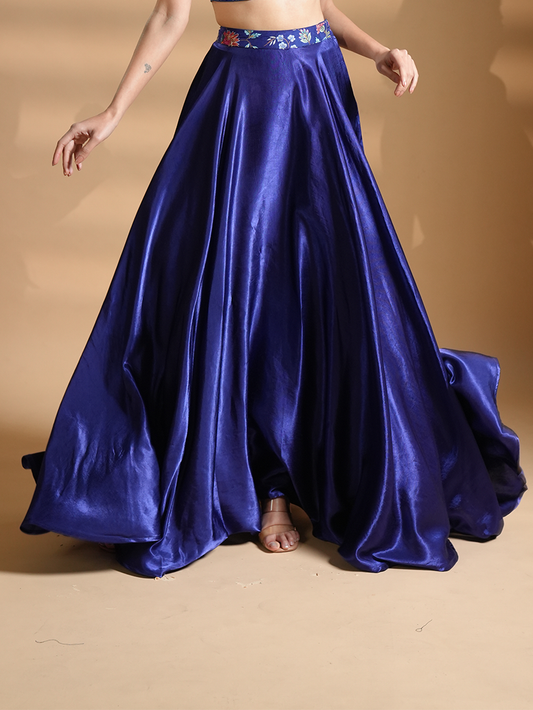 Striking Blue Silk Skirt