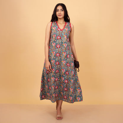 Elegant Cotton Floral Print Dress