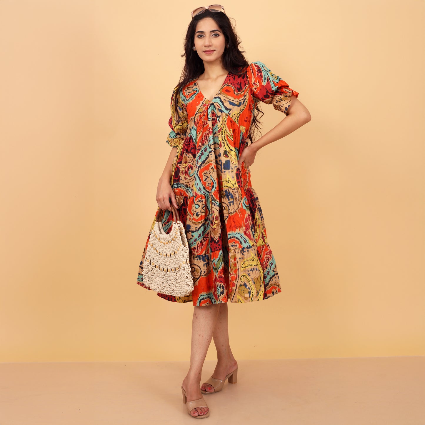 Pure Cotton Classic Abstract Print Dress