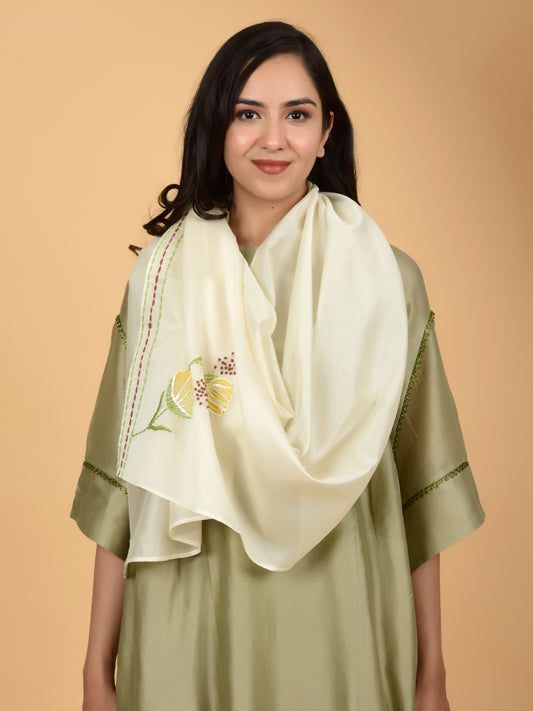 Ethnic Hand-Embroidered Chanderi Stole