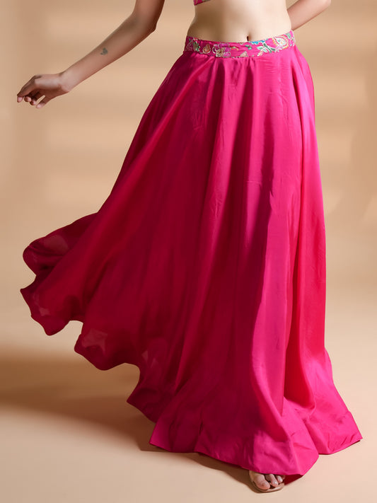 Vibrant Luxe Pink Silk Skirt