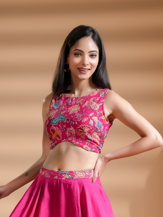 Exclusive Pink Silk Embroidered Blouse