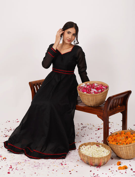 Royal Chanderi Anarkali with  Belt