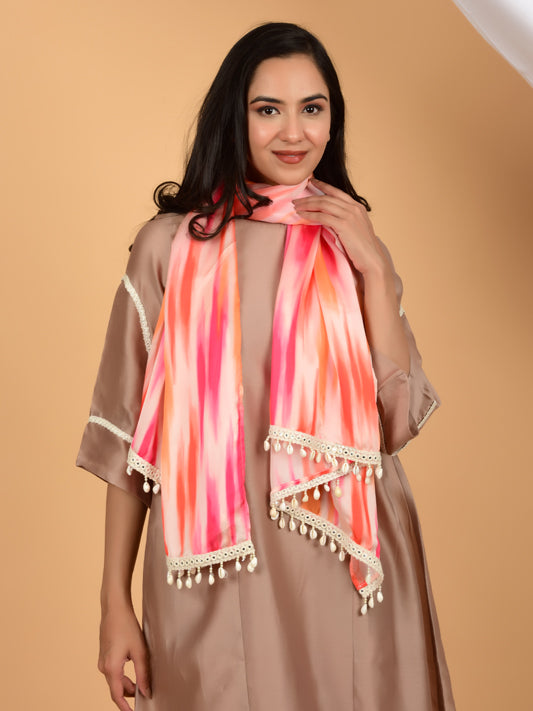 Artistic Satin Silk Lace Stole