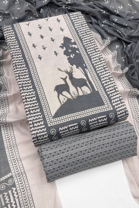 Ethereal Woodland Unstitched Cotton Suit Set
