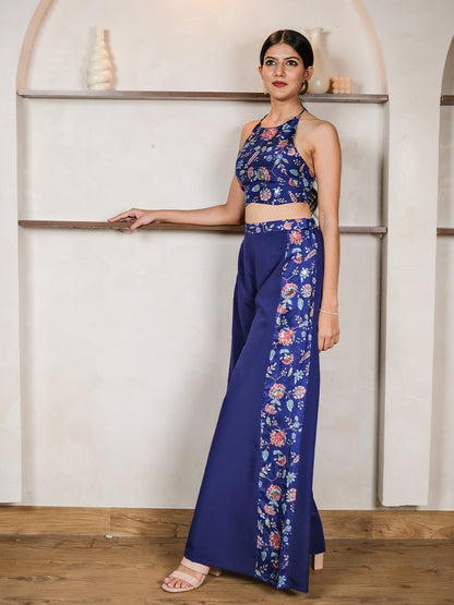 Twilight Blue Floral Embroidered Co-ord Set