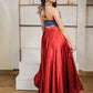 Exotic Blue & Red Embroidered Silk Skirt Set