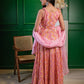Glinting Pink Leheriya Ethnic Set with Embroidered Lace Dupatta & Belt