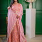 Glinting Pink Leheriya Ethnic Set with Embroidered Lace Dupatta & Belt