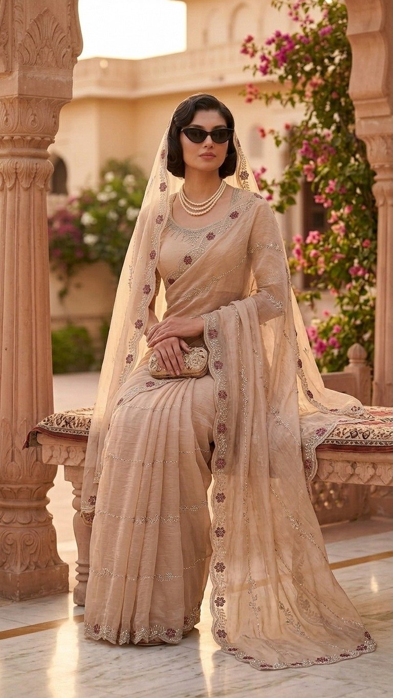 Royal Premium Embroidered Silk Saree with Embroidered Blouse Fabric