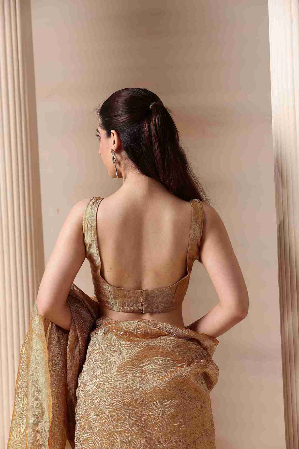 Shimmering Gold Crush Tissue Blouse