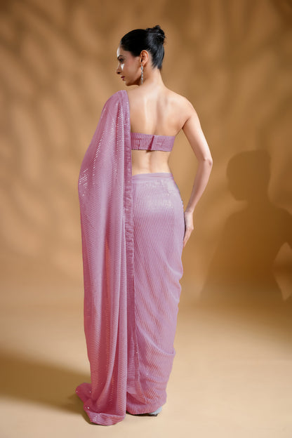 Blush Drape Sequins Luxe Saree