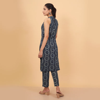 Meadow Blue Halter Neck Kurta Pant Set