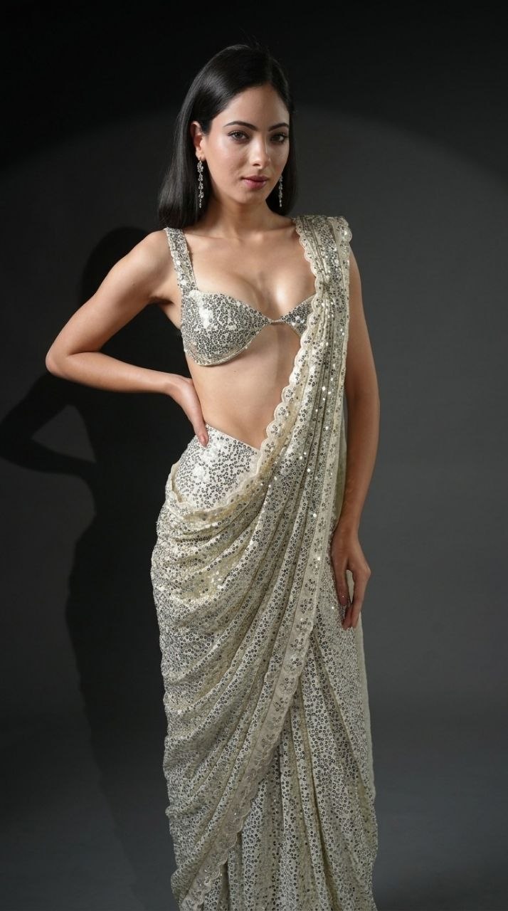 Premium Luxe Sequin Infused Designer Saree with Full Sequins Blouse Fabric