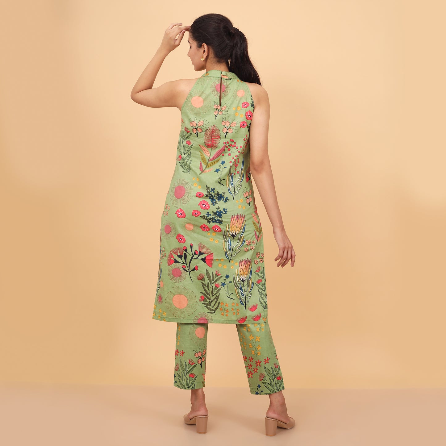 Garden-Fresh Halter Neck Kurta & Pant