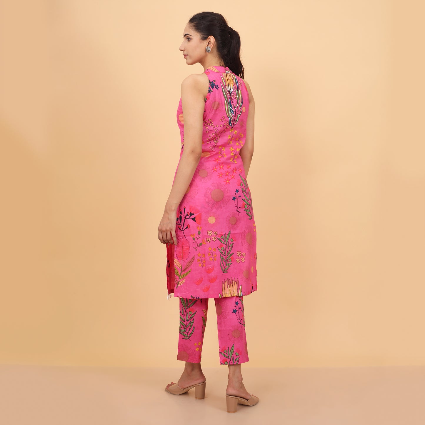 Whimsical Floral Halter Neck Kurta and Pant