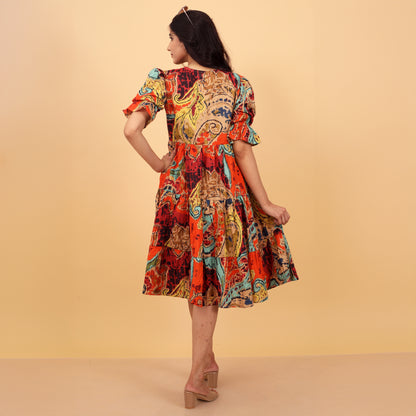 Pure Cotton Classic Abstract Print Dress