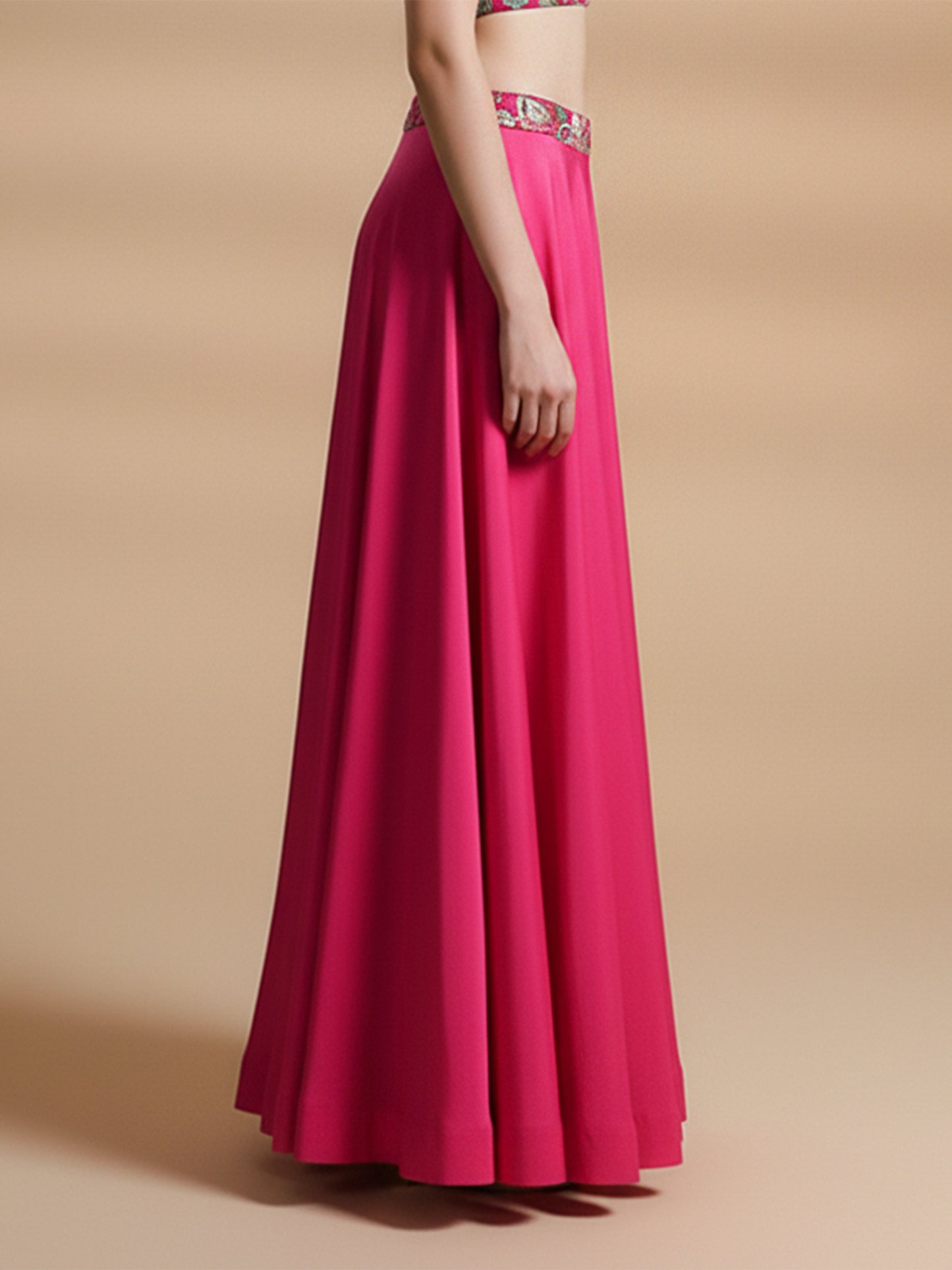 Vibrant Luxe Pink Silk Skirt