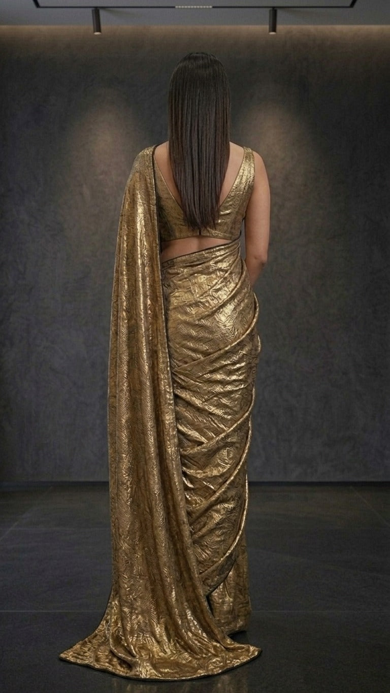 Antique Gold Radiant Silk Saree