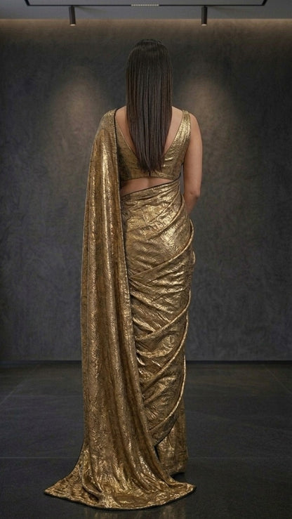 Antique Gold Radiant Silk Saree