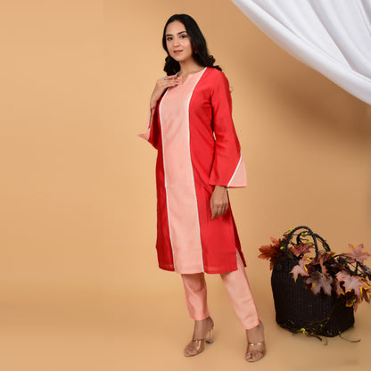 Scarlet Sunset Charm Chanderi Kurta and pant (set of 2)