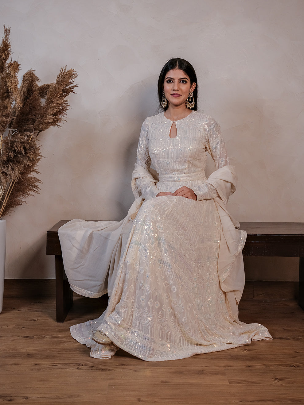 Dreamy  Heavy Embroidered Sequins Anarkali Set with Belt and Dupatta